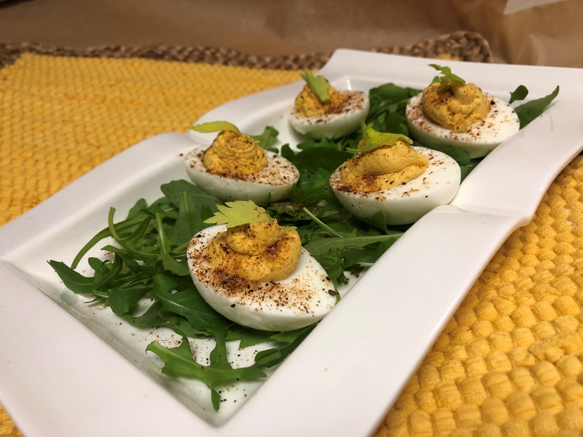 Bloody Mary Deviled Eggs